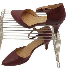 JOURNEE COLLECTION WOMENS  BURGUNDY MID HEEL PUMPS  SIZE 10
